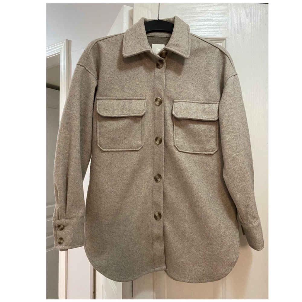H&M Tan Wool-Blend Shacket